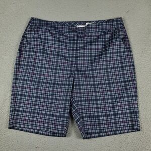 Greg Norman Shorts Mens Size 34 Blue Plaid Golf Casual Flat Front Chino